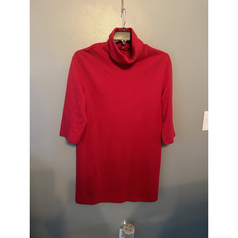 ZARA Red 3/4 Sleeve Turtleneck‎ Above Knee Dress NWOT Size Medium